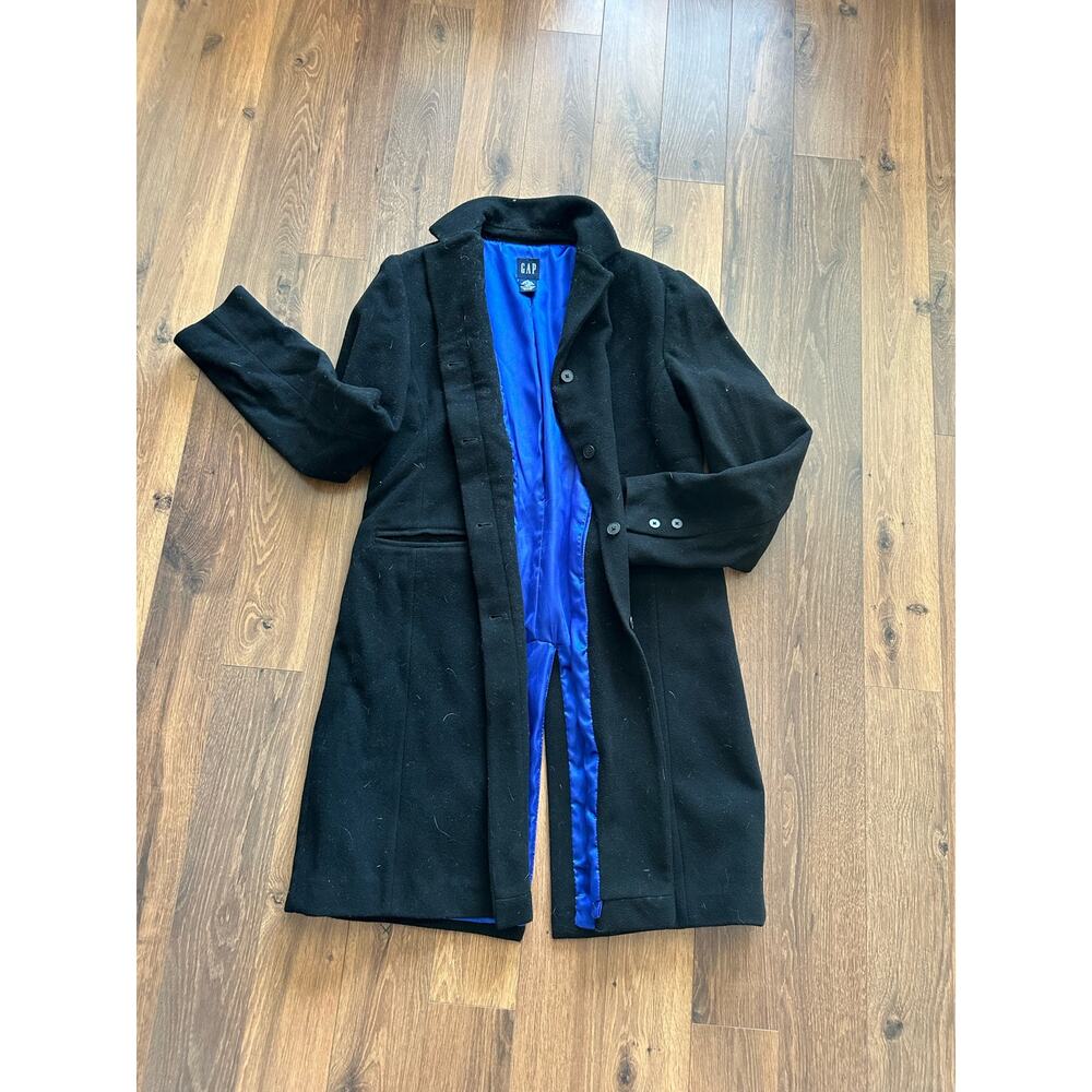 GAP Black Wool Coat with Blue Lining